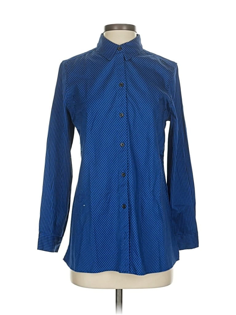 Pre-owned Chico's Long Sleeve Button Down Shirt In Blue