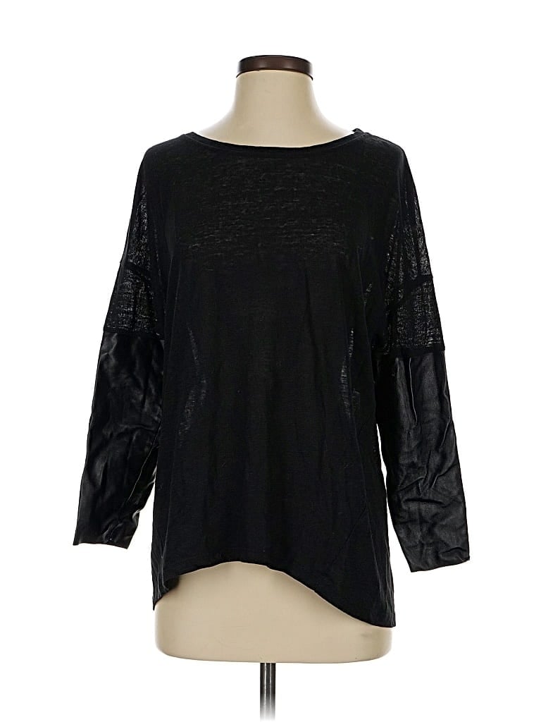 Pre-owned Sandro 3/4 Sleeve Top Black Boatneck Tops