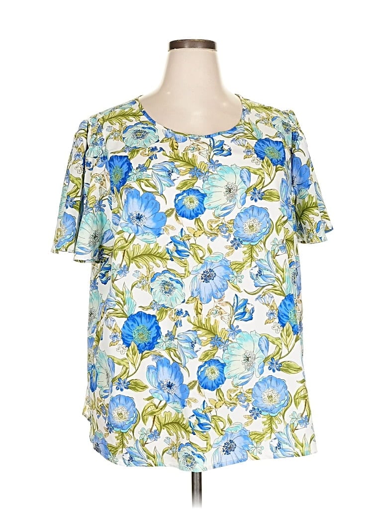 Pre-owned Lane Bryant Short Sleeve T-shirt In Blue