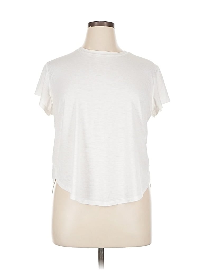 Pre-owned Calia Short Sleeve Top White Crew Neck Tops