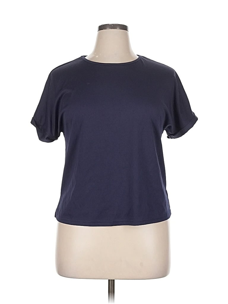 Pre-owned Shein Short Sleeve Top Blue Crew Neck Tops