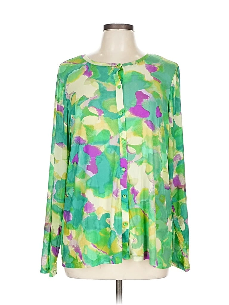 Pre-owned Logo By Lori Goldstein Long Sleeve Blouse In Green