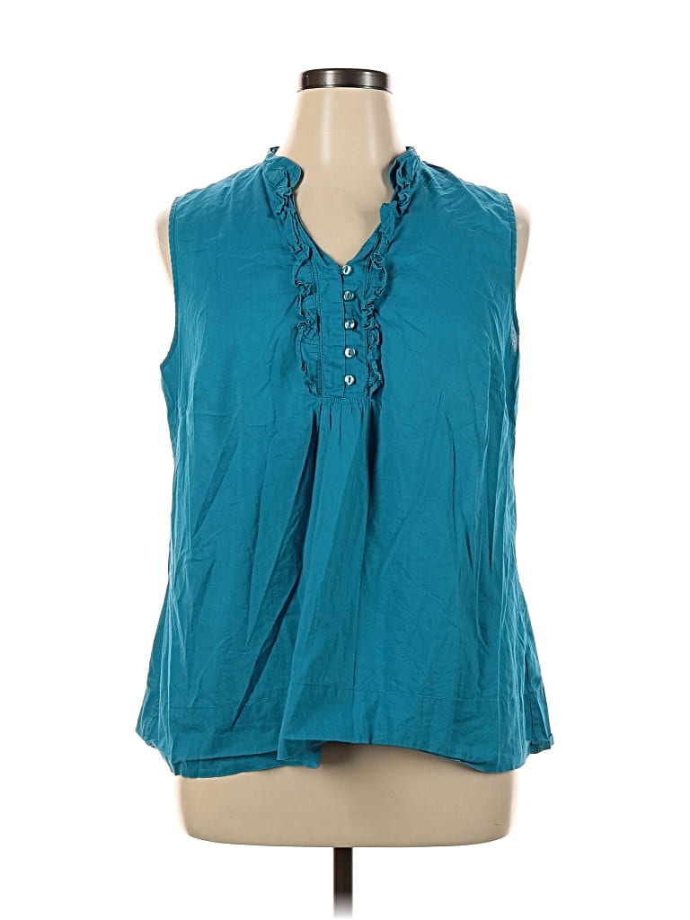 Pre-owned St. John's Bay Sleeveless Blouse In Blue