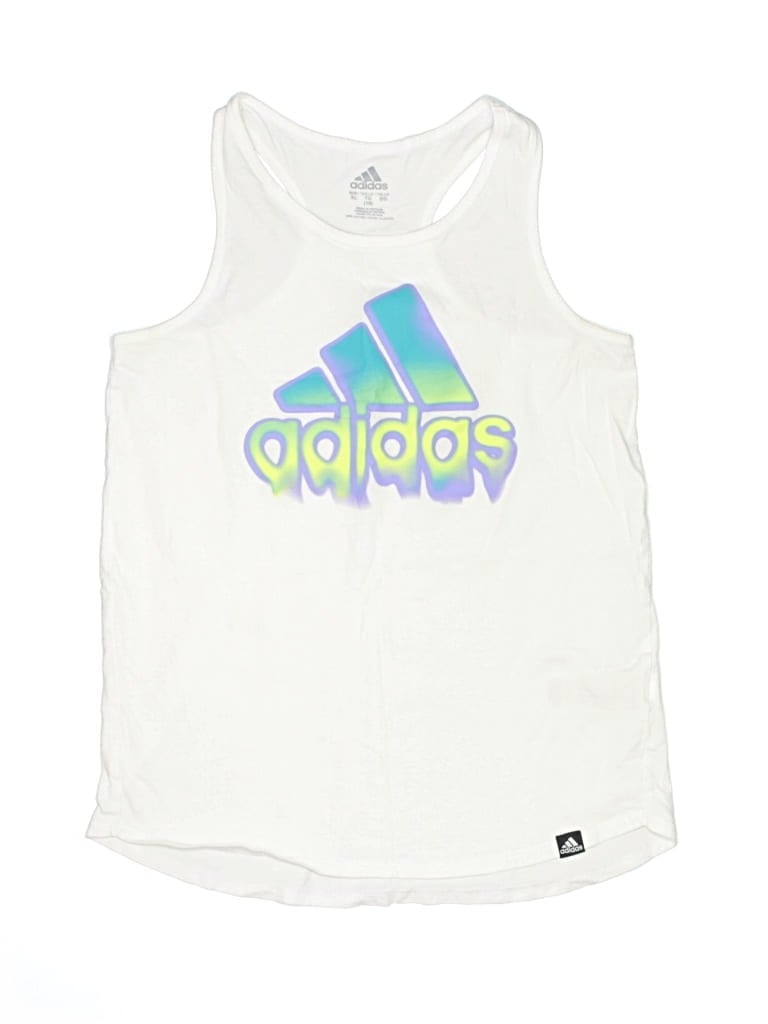 Pre-owned Adidas Originals Kids' Tank Top White Halter Neckline Tops
