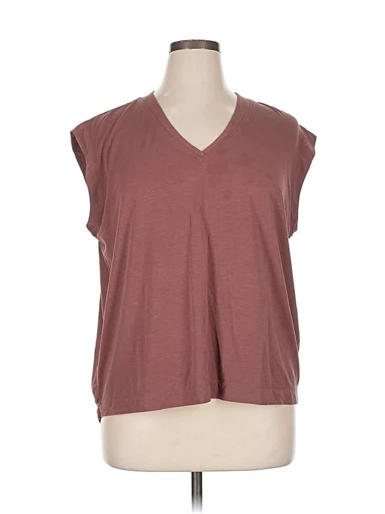 Pre-owned Athleta Short Sleeve Top Burgundy V Neck Tops