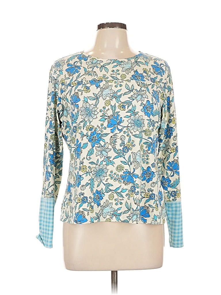 Pre-owned Lands' End Long Sleeve Blouse In Blue