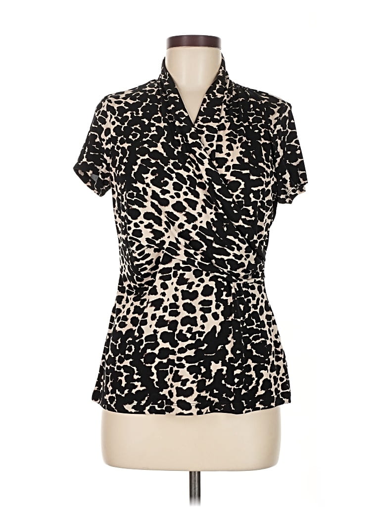 Pre-owned Dkny Short Sleeve Blouse In Black