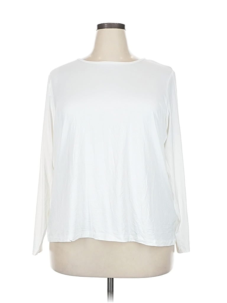 Pre-owned Lands' End 3/4 Sleeve T-shirt In White