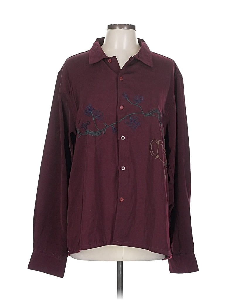 Pre-owned Assorted Brands Long Sleeve Button Down Shirt In Burgundy