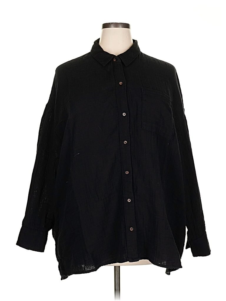 Pre-owned Old Navy Long Sleeve Button Down Shirt In Black