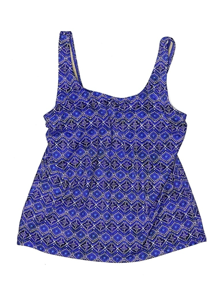 Pre-owned L.l.bean Swimsuit Top Blue Paisley Pattern Swimwear