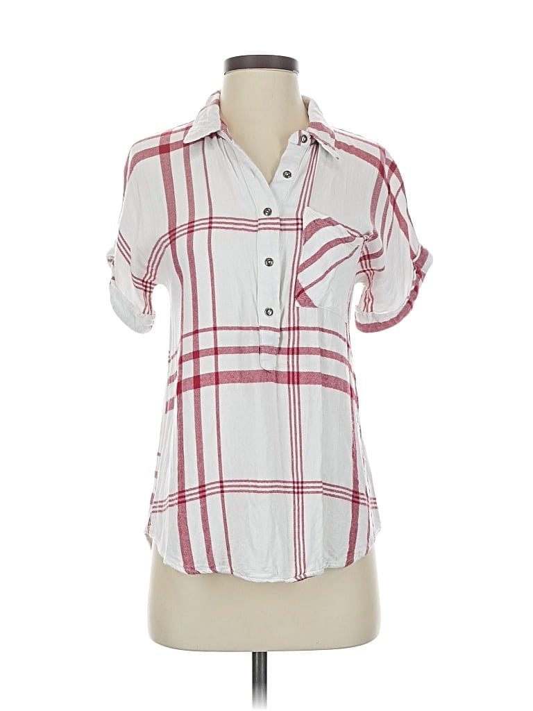 Pre-owned Peyton Jensen Short Sleeve Button Down Shirt In White