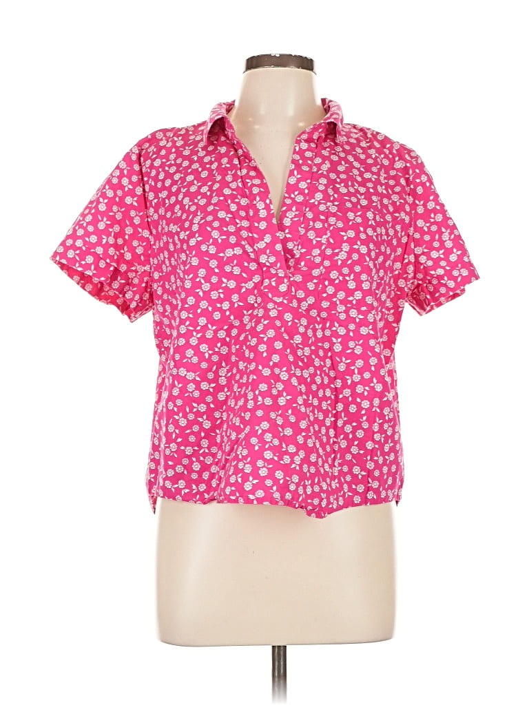 Pre-owned J.crew Factory Store Short Sleeve Blouse In Pink