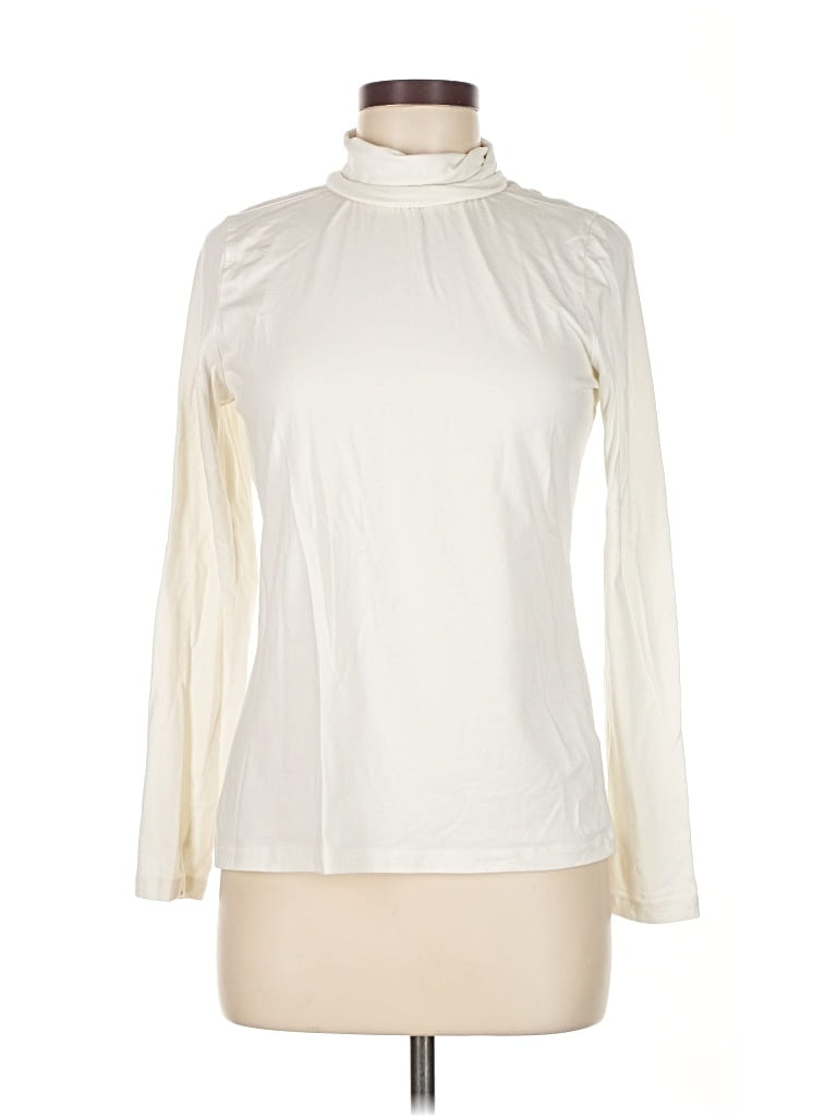Pre-owned Lands' End Turtleneck Sweater In White