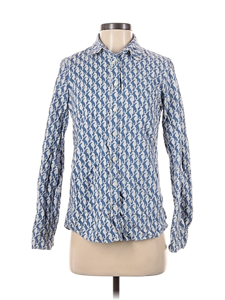 Pre-owned J.crew Factory Store Long Sleeve Button Down Shirt In Blue