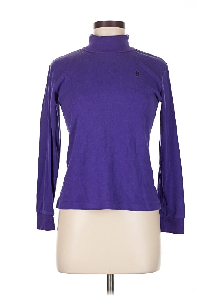 Pre-owned Bill Blass Long Sleeve Turtleneck In Purple