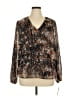 Zac & Rachel 100% Polyester Brown Black Long Sleeve Blouse Size XL - photo 1