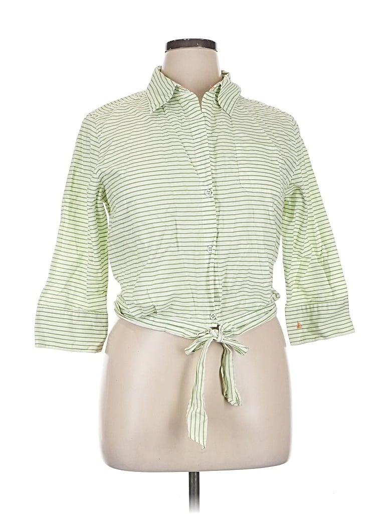 Pre-owned Liz Claiborne 3/4 Sleeve Button Down Shirt In Green