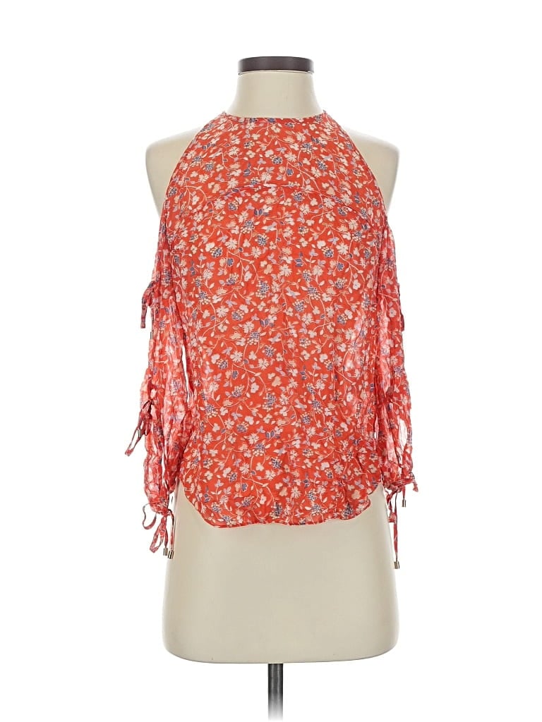 Pre-owned Veronica Beard Sleeveless Silk Top Orange Halter Neckline Tops