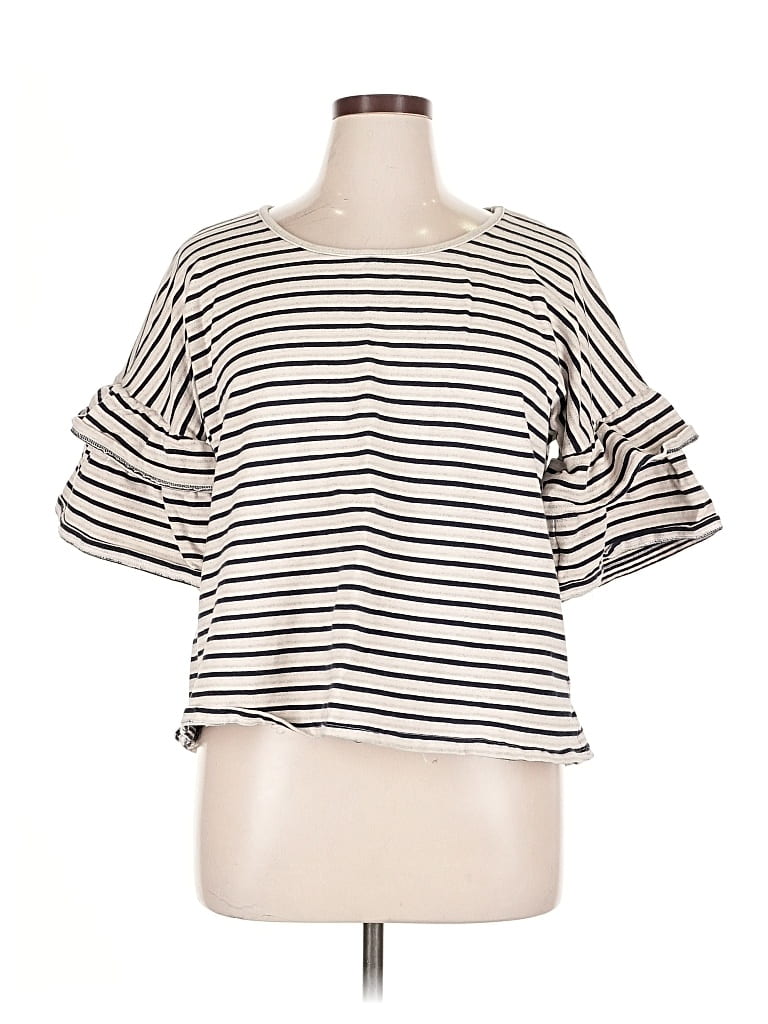 Pre-owned Skies Are Blue Short Sleeve Top Blue Square Neckline Tops