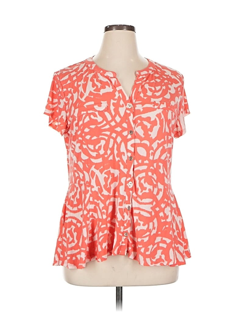 Pre-owned Dana Buchman Short Sleeve Blouse In Orange