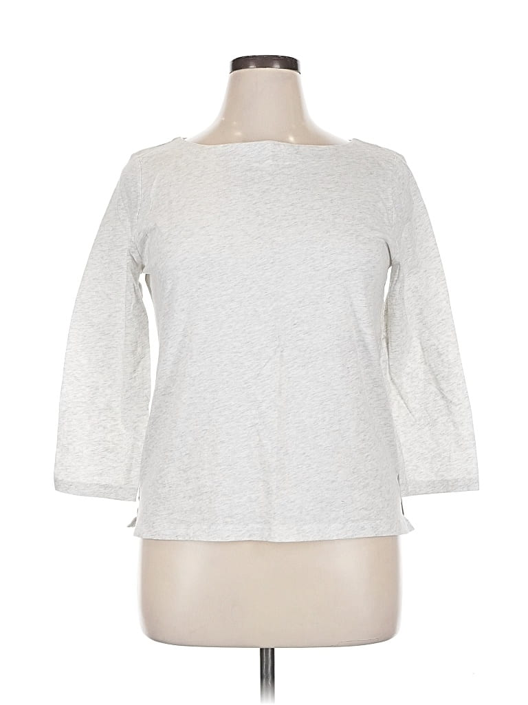 Pre-owned Ann Taylor Loft Outlet 3/4 Sleeve Top Gray Boatneck Tops
