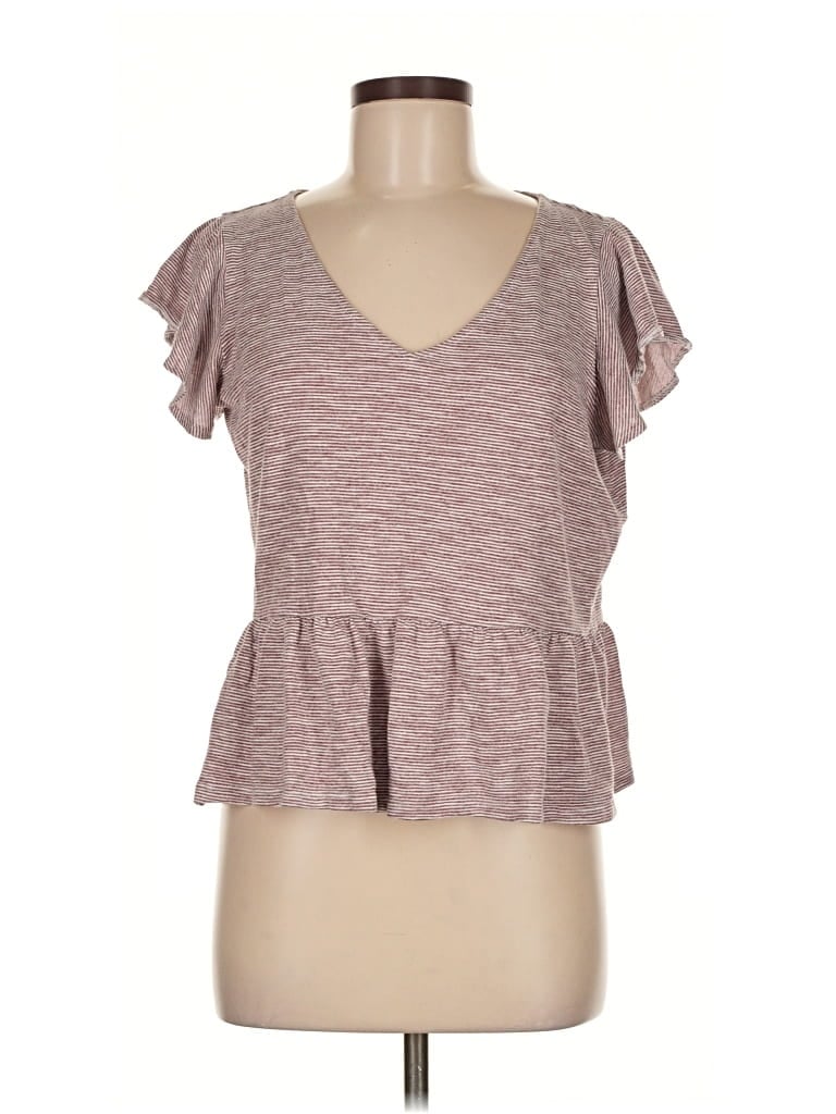 Pre-owned Ann Taylor Loft Outlet Short Sleeve Top Burgundy V Neck Tops