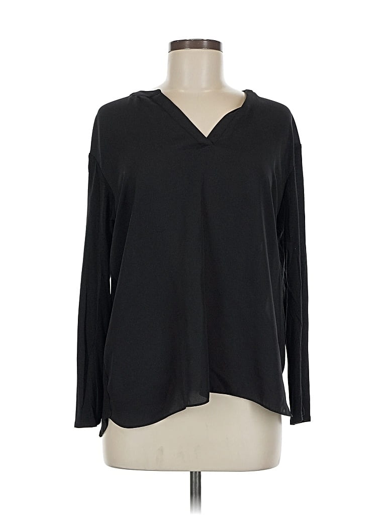 Pre-owned Inc International Concepts Long Sleeve Blouse In Black