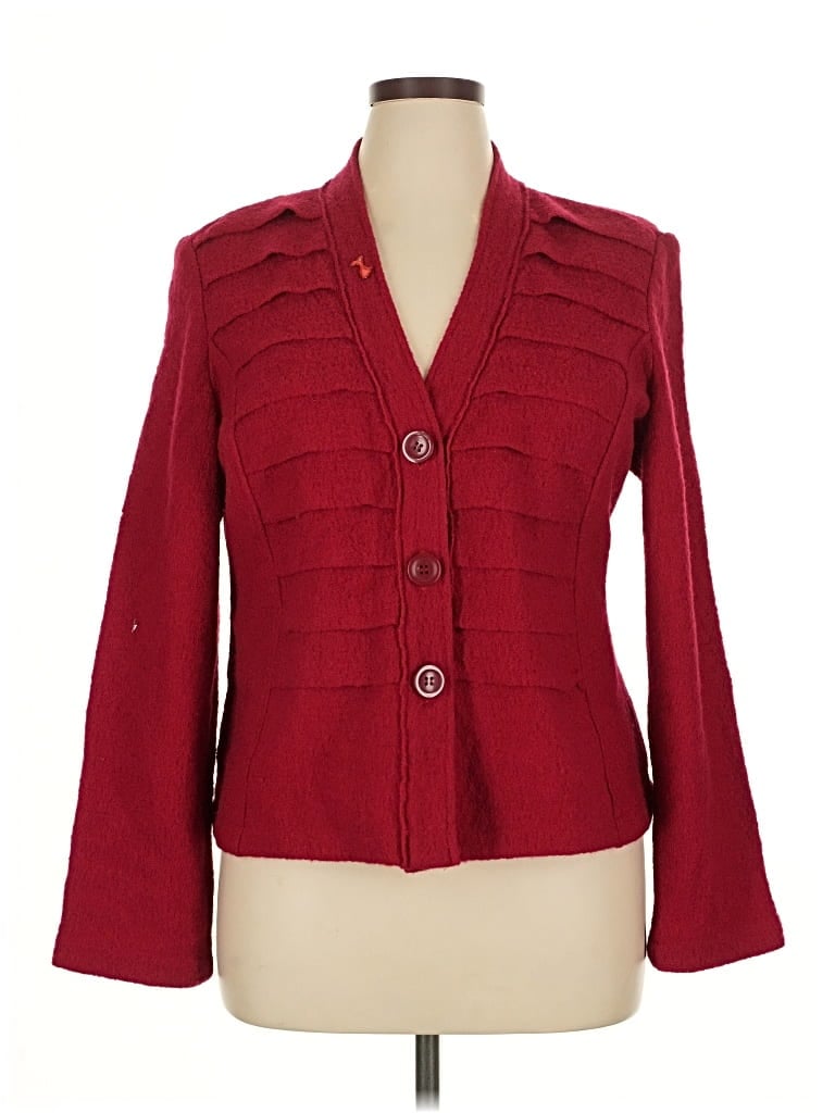 Pre-owned Assorted Brands Wool Cardigan Sweater In Red