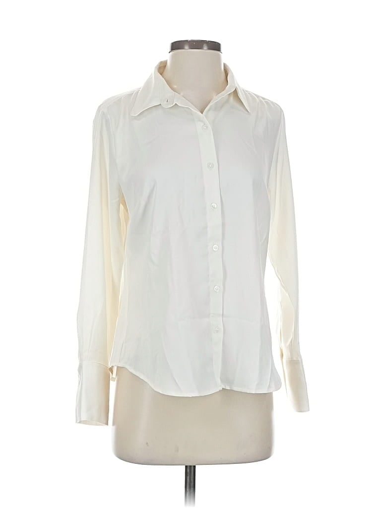 Pre-owned Banana Republic Factory Store Long Sleeve Blouse In White