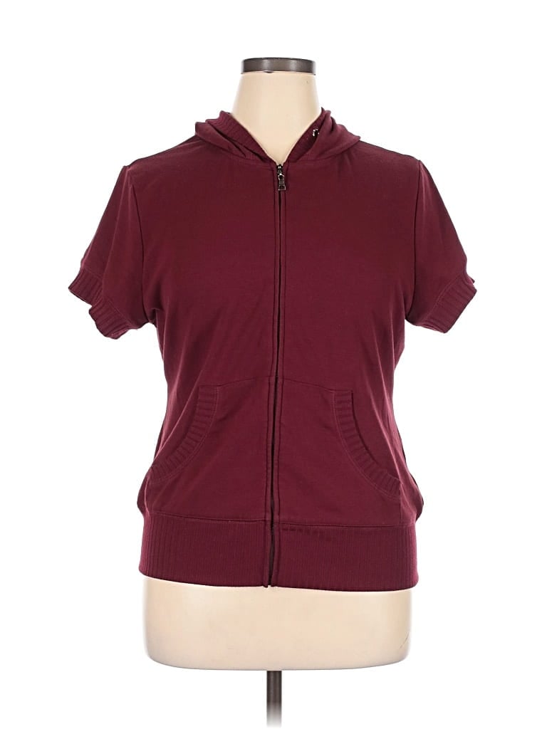 Pre-owned Unbranded Zip Up Hoodie In Burgundy
