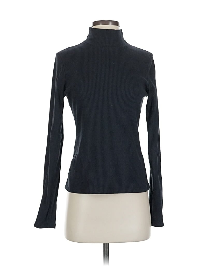 Pre-owned Maeve By Anthropologie Long Sleeve Top Black Turtleneck Tops