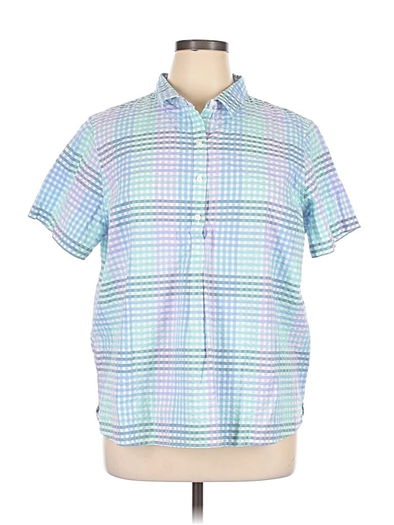 Pre-owned L.l.bean Short Sleeve Button Down Shirt In Blue