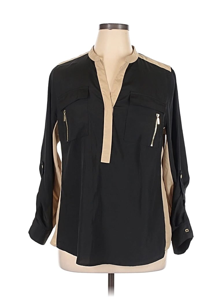 Pre-owned Lane Bryant Long Sleeve Blouse In Black