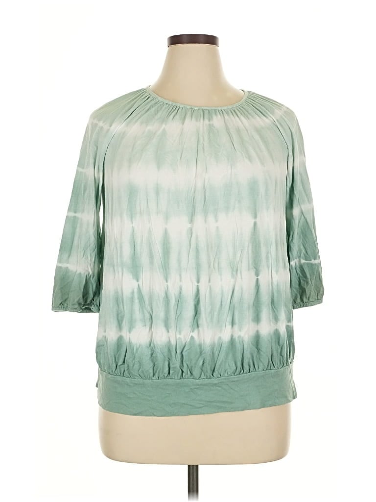 Pre-owned Chaps 3/4 Sleeve Blouse In Blue