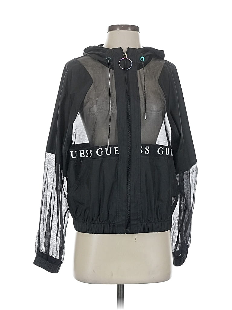 Pre-owned Guess Windbreaker Jacket In Black