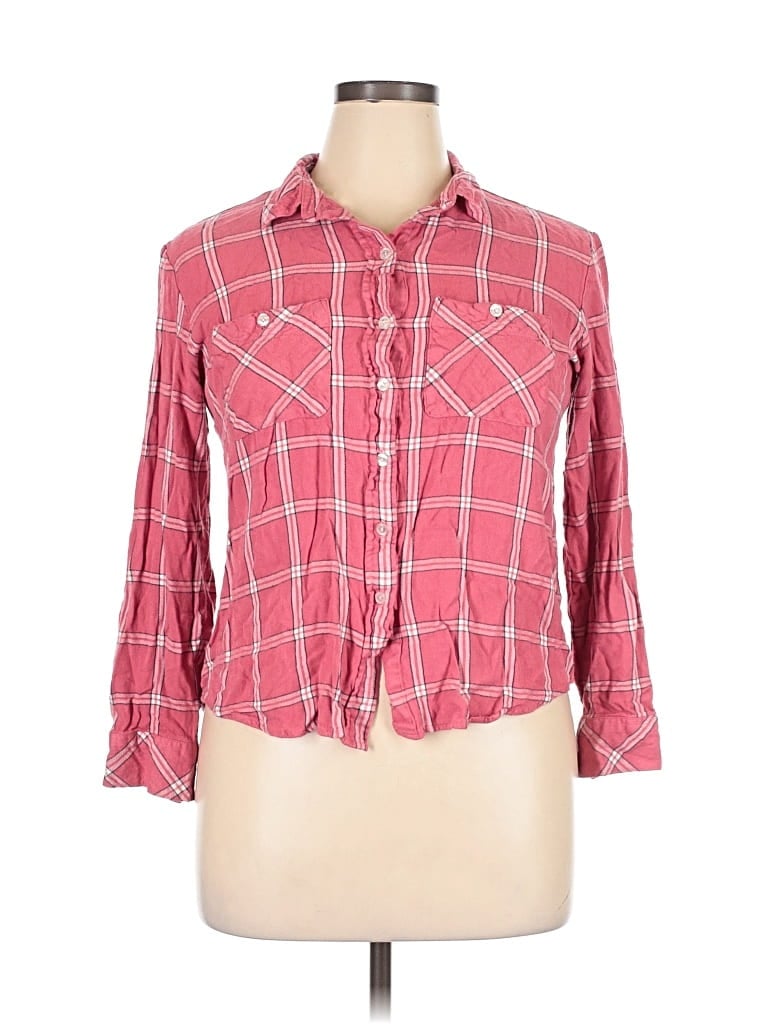 Pre-owned Sanctuary 3/4 Sleeve Button Down Shirt In Pink