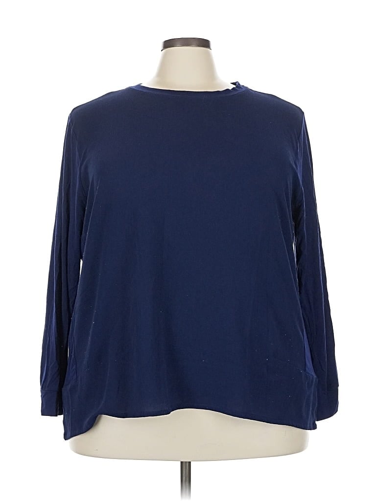 Pre-owned Lane Bryant 3/4 Sleeve Top Blue Crew Neck Tops