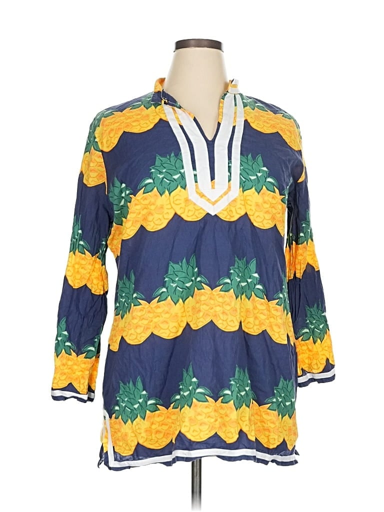 Pre-owned Tracy Negoshian 3/4 Sleeve Blouse In Blue