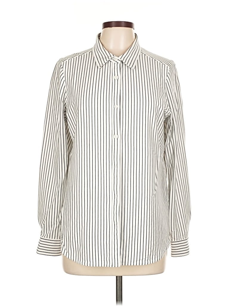 Pre-owned L.l.bean Long Sleeve Button Down Shirt In White