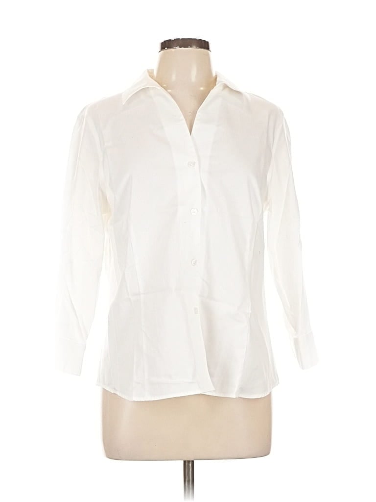 Pre-owned Jones New York Signature 3/4 Sleeve Blouse In White