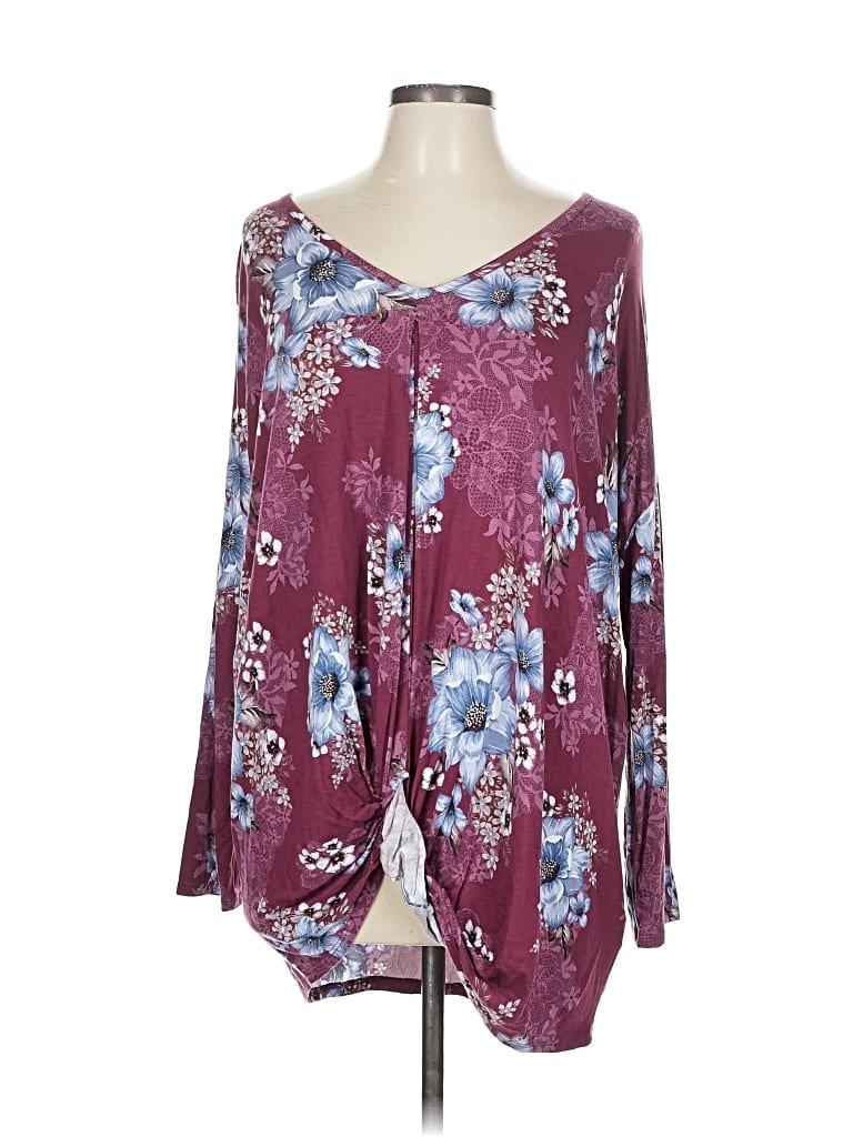 Pre-owned Entro 3/4 Sleeve T-shirt In Burgundy