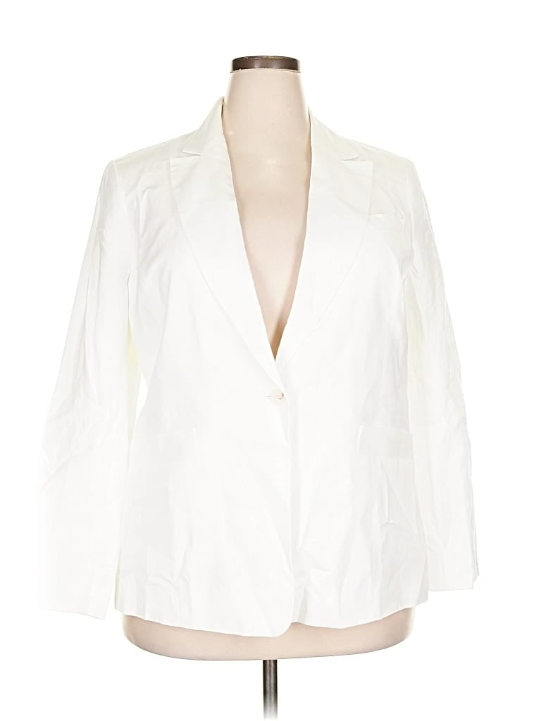 Pre-owned Talbots Blazer Jacket In White