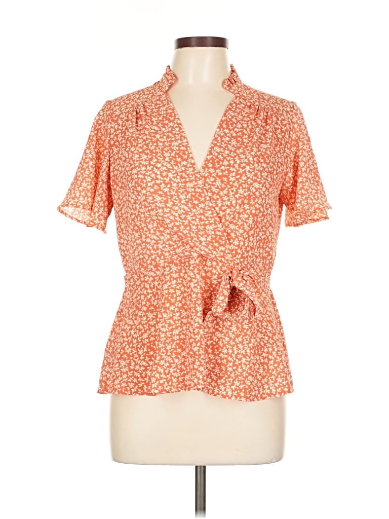 Pre-owned Monteau Short Sleeve Blouse In Orange