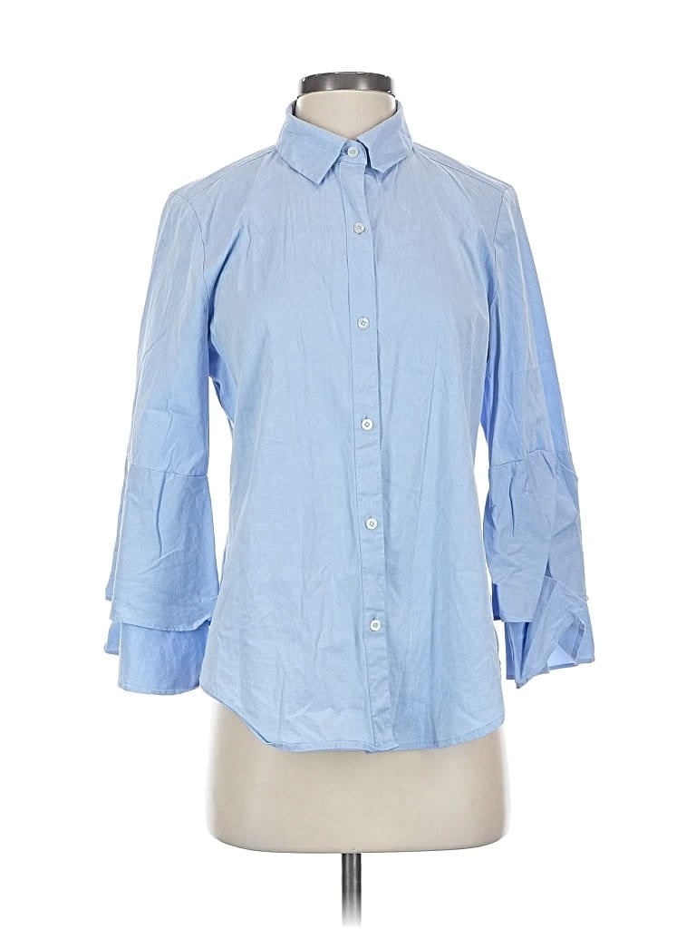Pre-owned Calvin Klein 3/4 Sleeve Button Down Shirt In Blue
