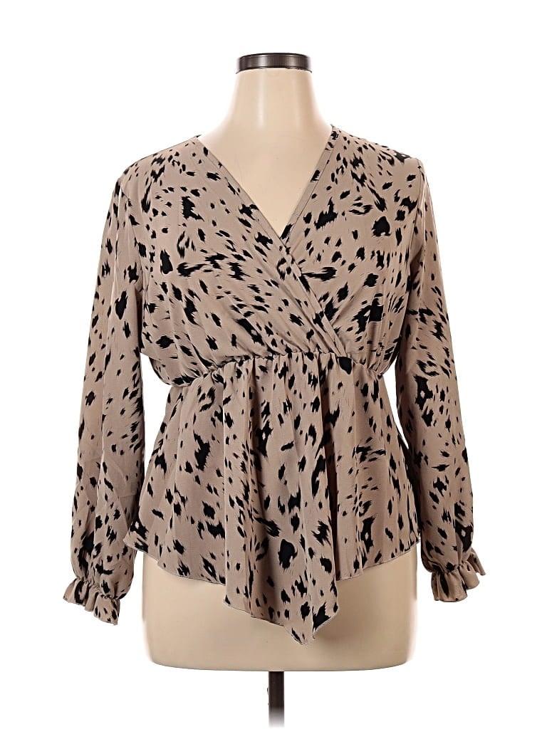 Pre-owned Shein Curve Long Sleeve Blouse In Brown
