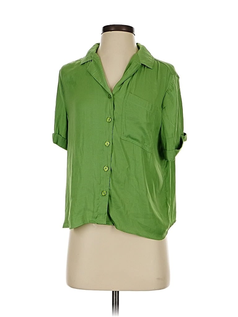 Pre-owned Rachel Zoe Tjx Short Sleeve Blouse In Green