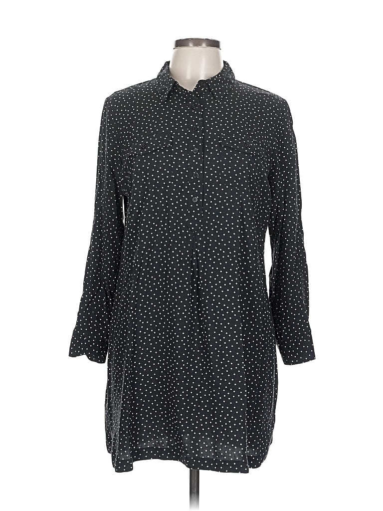 Pre-owned Old Navy Long Sleeve Polo Shirt In Black