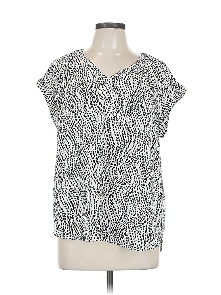 Pre-owned Simply Vera Vera Wang Short Sleeve Blouse In Silver