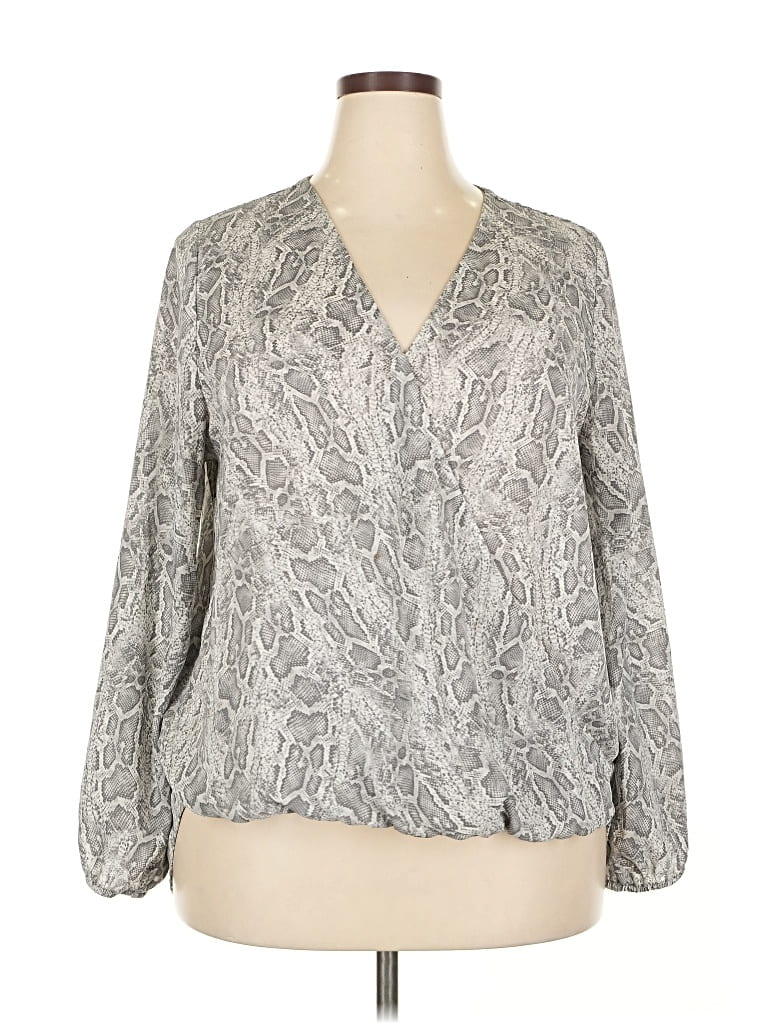 Pre-owned West Kei Long Sleeve Blouse In Gray
